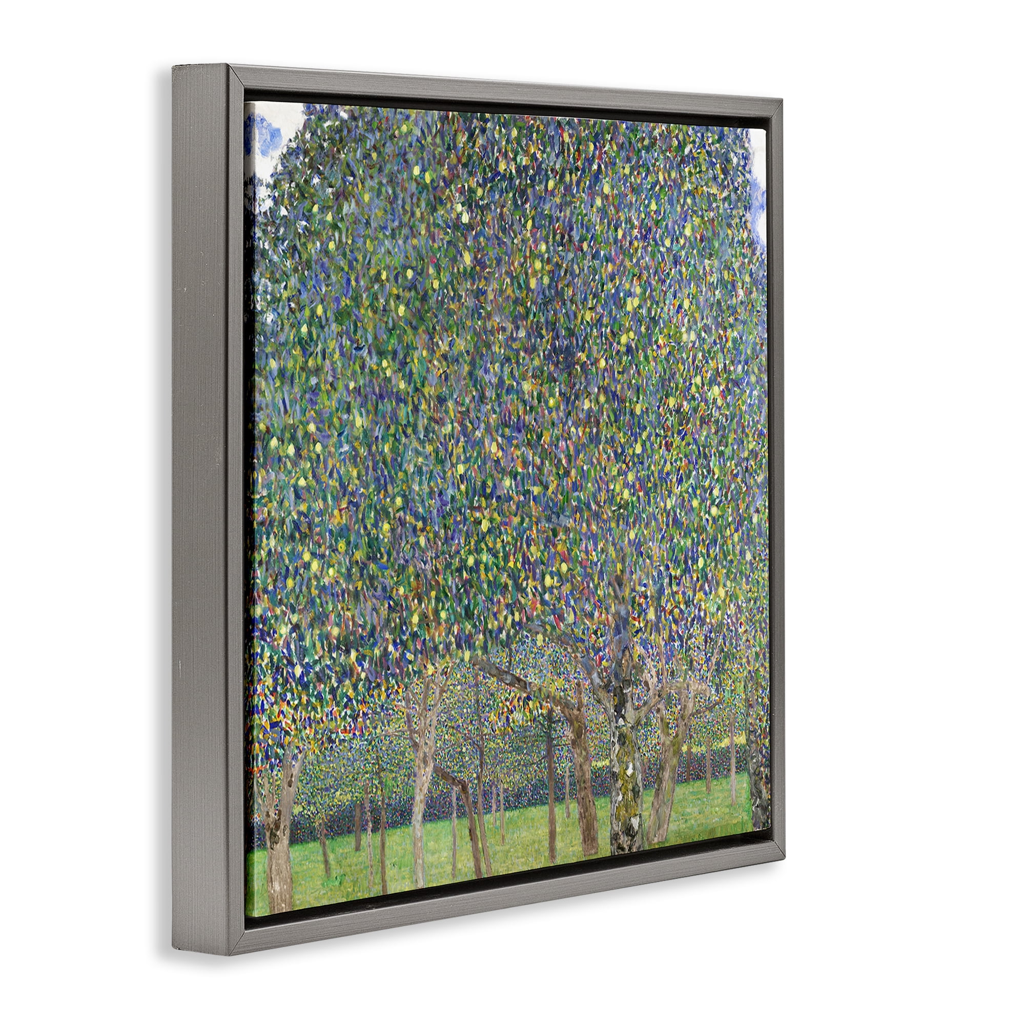 Stupell Industries Abstract Mosaic Trees Landscape & Nature Painting Gray Floater Framed Canvas Art Print Wall Art, 18 x 18