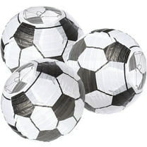 FENGGUIQU 3-Pack Multi-Color Soccer Themed Hanging Paper Lanterns for Party and Room Decoration