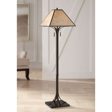 Rustic Farmhouse Torchiere Floor Lamp, Plymouth Bronze Mica Shade Torchiere Floor Lamp