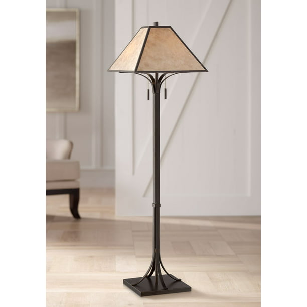 Mission Rustic Floor Lamp, Picket Oil Rubbed Bronze Table Lamp With Usb Portico