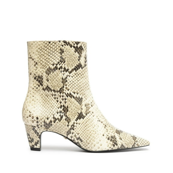 SCHUTZ Womens Dellia Snake Print Leather Mid-Calf Boots Beige 5