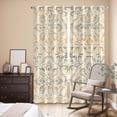 thumbnail image 3 of Bohemian Floral Kitchen Curtains 84 Inch Length, Vintage Gradient European Line Grommet Top Bedroom Living Room Curtains, Light Filtering Cafe Curtain Drapes 2 Panels Set 84''x84'', 3 of 9