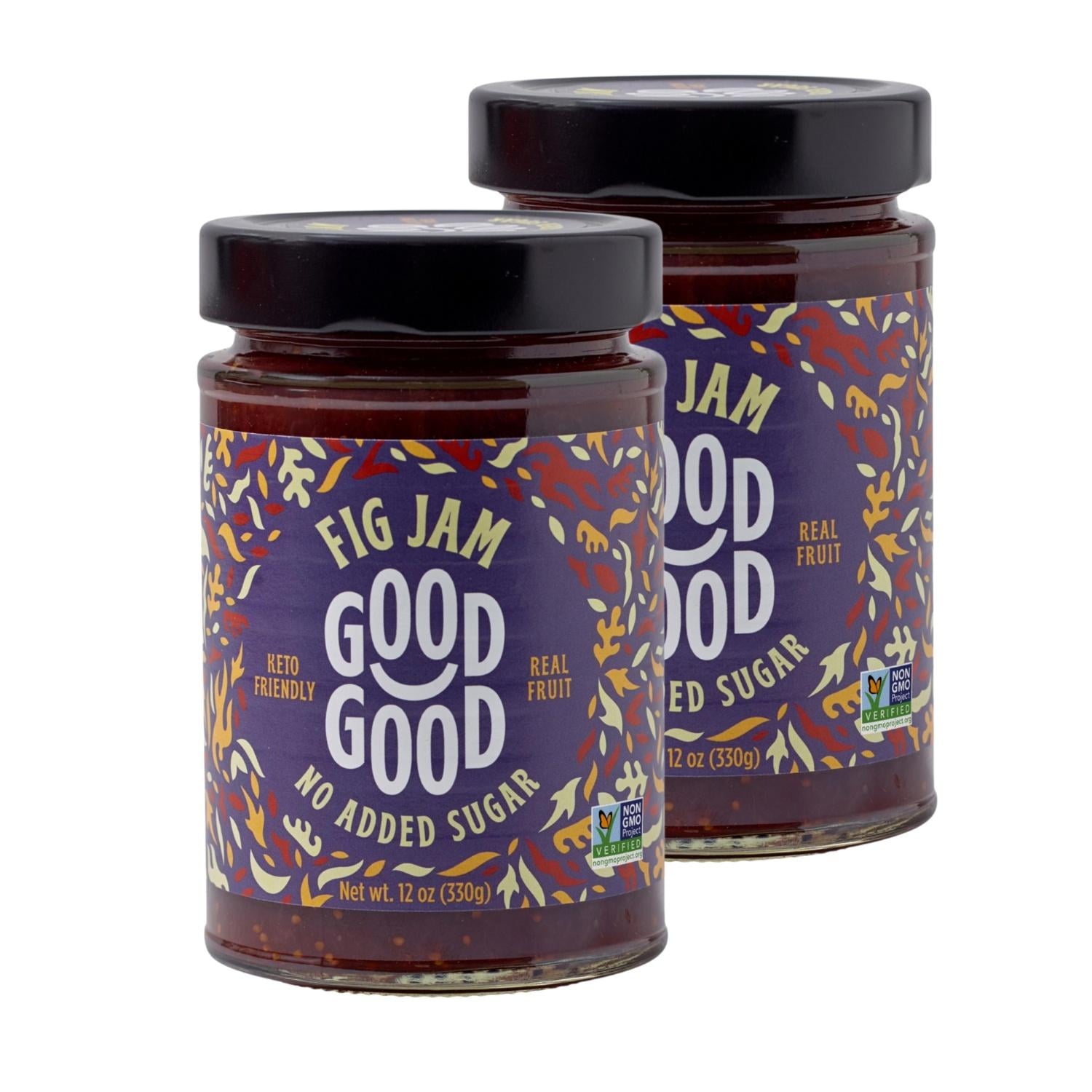 GOOD GOOD No Added Sugar Fig Jam, Low Calorie, Keto Friendly, 12 oz, 2 pack