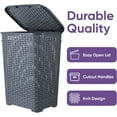 thumbnail image 4 of Superio 60L Large Wicker Plastic Laundry Hamper with Lid - Root Beer Brown, 4 of 9