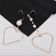 thumbnail image 3 of Women Asymmetric Heart shaped Alloy Earrings with Faux Pearl Decoration Jewelry Gift, 3 of 4