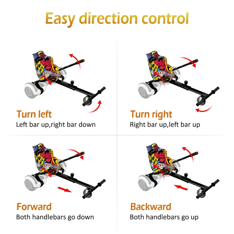 Hoverboard Go Kart Kit Hoverboard Seat Attachment Hoverkart Length adjustable go kart Seat for Hoverboard in 6.5 10 Graffiti