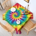 thumbnail image 2 of Rainbow Tie Dye Spiral Pattern Square Tablecloth,Waterproof Square Table Cover,Wipeable Spillproof Washable Table Cover for Home Kitchen Party Decor 42"X42"(107x107cm), 2 of 6