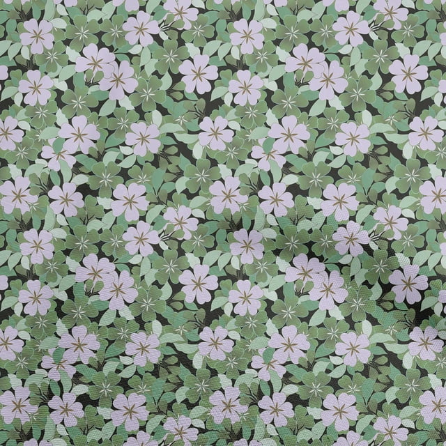 oneOone Tissu Popeline de Coton Sergé Vert Floral Rétro Tissu pour Robe Tissu Imprimé au Mètre 56 Pouces de Large