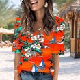 thumbnail image 4 of V Neck T Shirts for Women Summer Classic Casual Floral Printed Short Sleeve Tops Cute V Neck Business Blouses (2XL, Red), 4 of 7