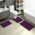 thumbnail image 2 of 3 Pieces Bathroom Rugs, Ultra Soft Non Slip Absorbent Chenille Toilet Bath Mat Set (Purple), 2 of 6