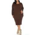 thumbnail image 2 of White Mark Women's Plus Size Long Sleeve Rib Midi Sweater Dress, 2 of 6