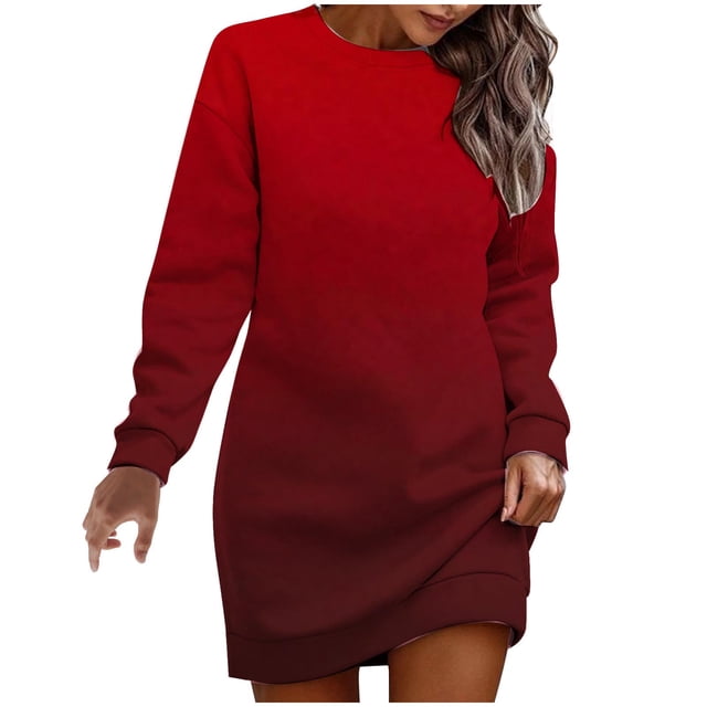 Birdeem Robes de Mode pour Femmes Imprimé de Noël Manches Longues Col Rond Chandail en Molleton Court
