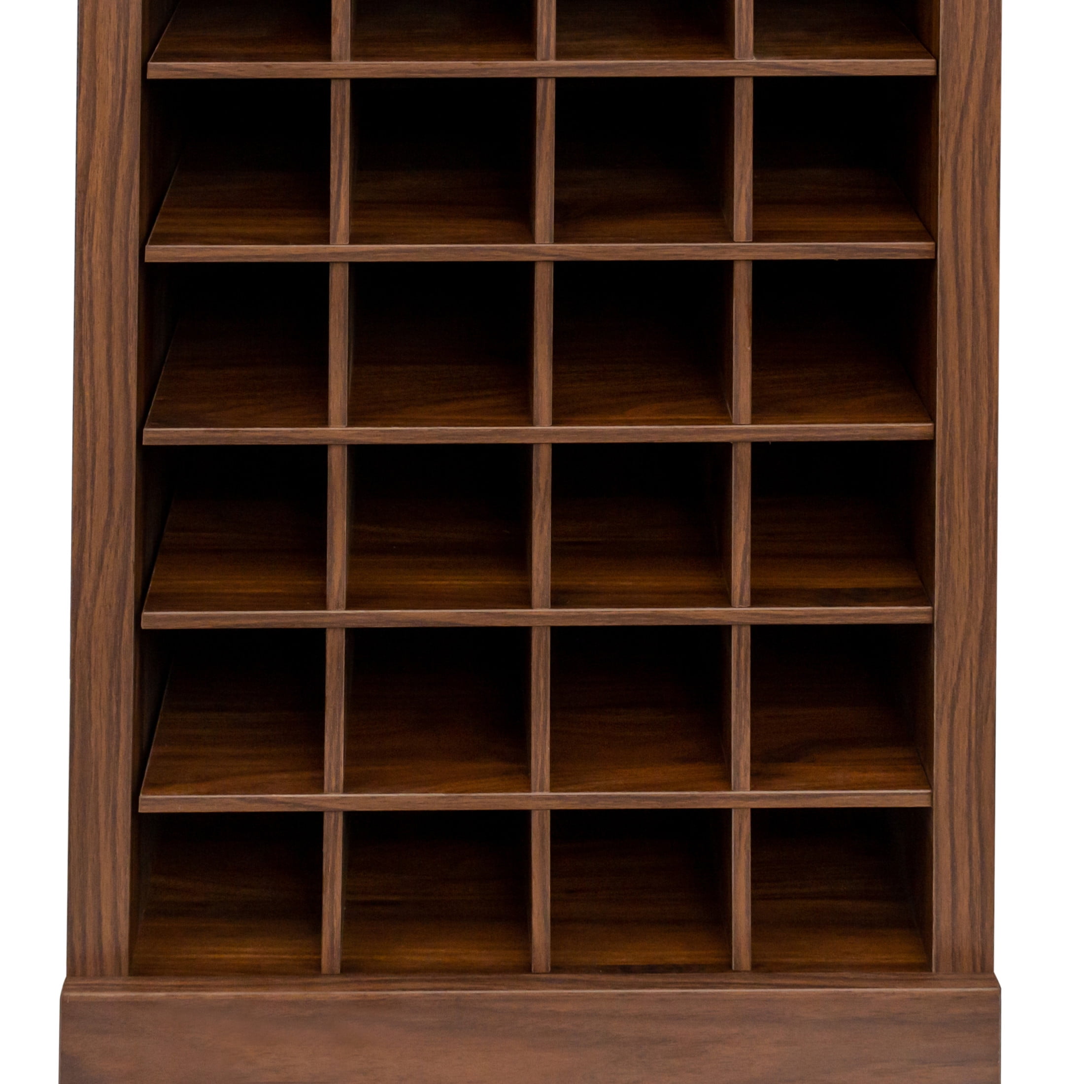 Noble House Wilbur 35.4" 24-Bottle Wine Cabinet, Modular Buffet, Grid Compact Bar Storage, Dining Room, Walnut