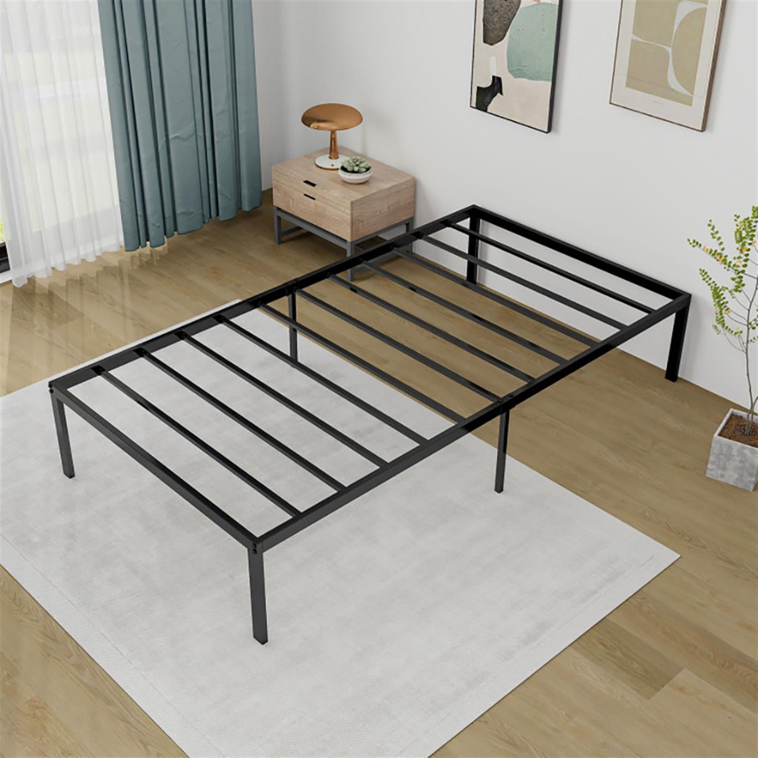 Demi Bonn Twin Bed Frames 14" Heavy Duty Metal Platform, No Box Spring Needed Underbed Storage, Easy to Assembly, Black