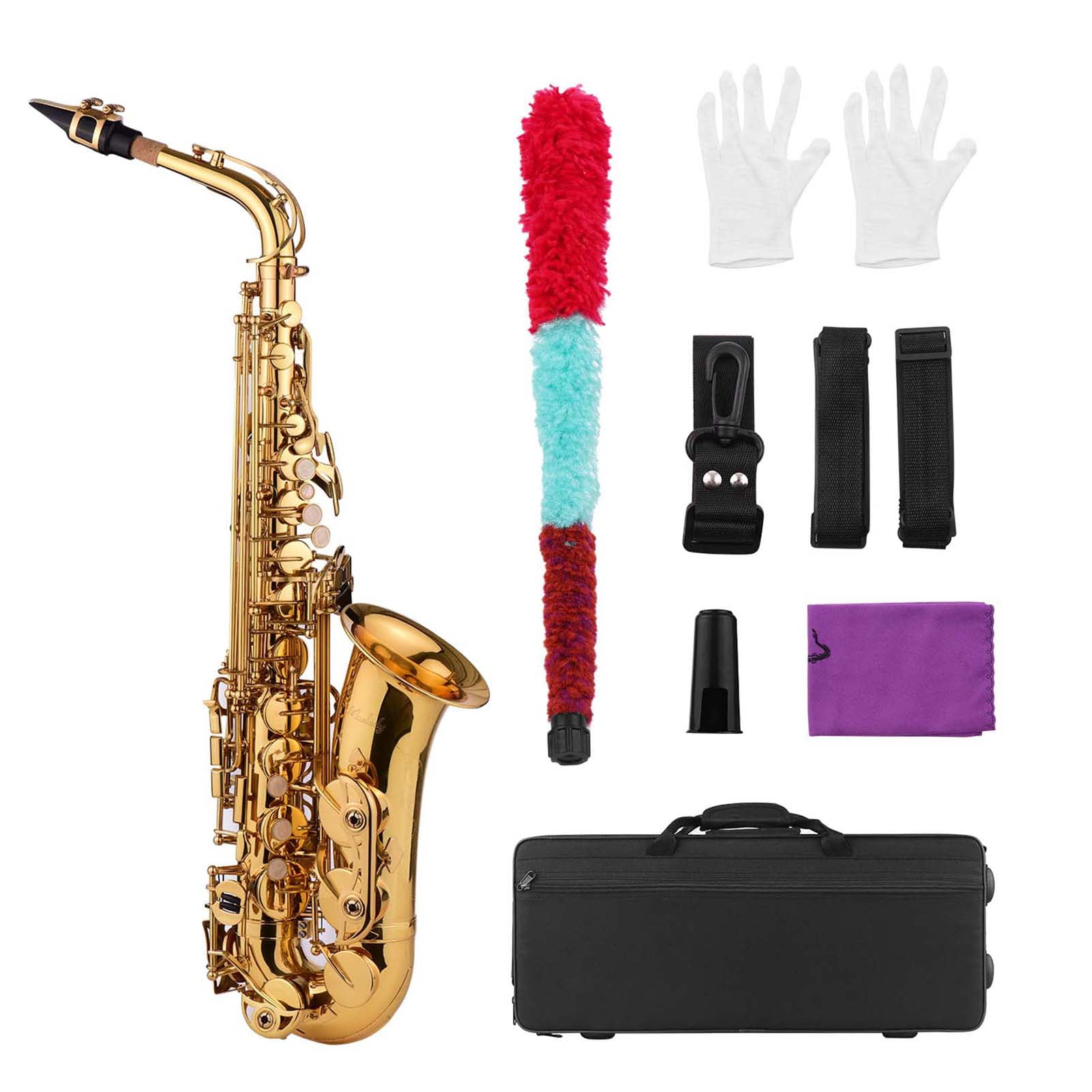 Muslady Golden Eb Alto Saxophone Sax Brass Body White Shell Keys