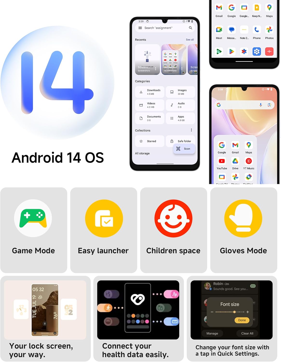 Ulefone Note 20 Pro Phone Unlocked, 8GB 128GB, 8-Core, 6.75" 90Hz Display, Android 14, 50MP AI Camera, 6000mAh Battery, Dual 4G LTE