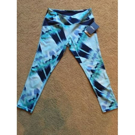Asics Reversible Workout Capri's Medium Navy/tie Dye $65 Retail Free Gift Medium NAVY