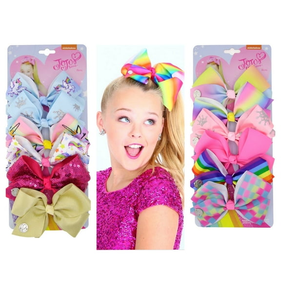 JoJo Siwa 12pcs Hair Bows for Girls (2 Set) - 5 Inches Alligator clips (3)