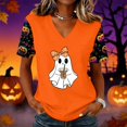 thumbnail image 2 of Woman Halloween Shirt Fall Tee Shirt Funny Ghost Pumpkin Tunic Casual Dressy Blouse Casual Fall Teacher Tee Tops, 2 of 5