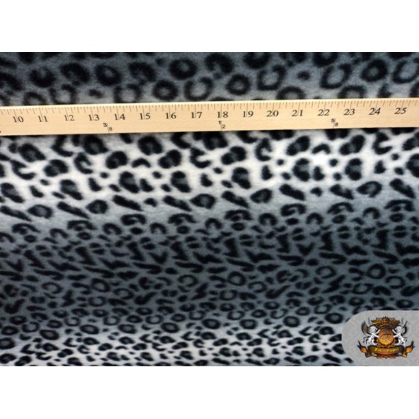 Fleece Fabric Printed Animal Print *Black Gray Leopard* By the Yard N