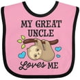 thumbnail image 3 of Inktastic My Great Uncle Loves Me with Sloth and Hearts Boys or Girls Baby Bib, 3 of 4