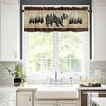 thumbnail image 3 of Kitchen Curtain Valance and Tiers Set Vintage Black Bear Pine Tree Silhouettes 3 Pc Window Treatment Retro Rustic 3 Pieces Rod Pocket Valance Set for Small Windows Bedroom 54 in x 24 in, 3 of 5