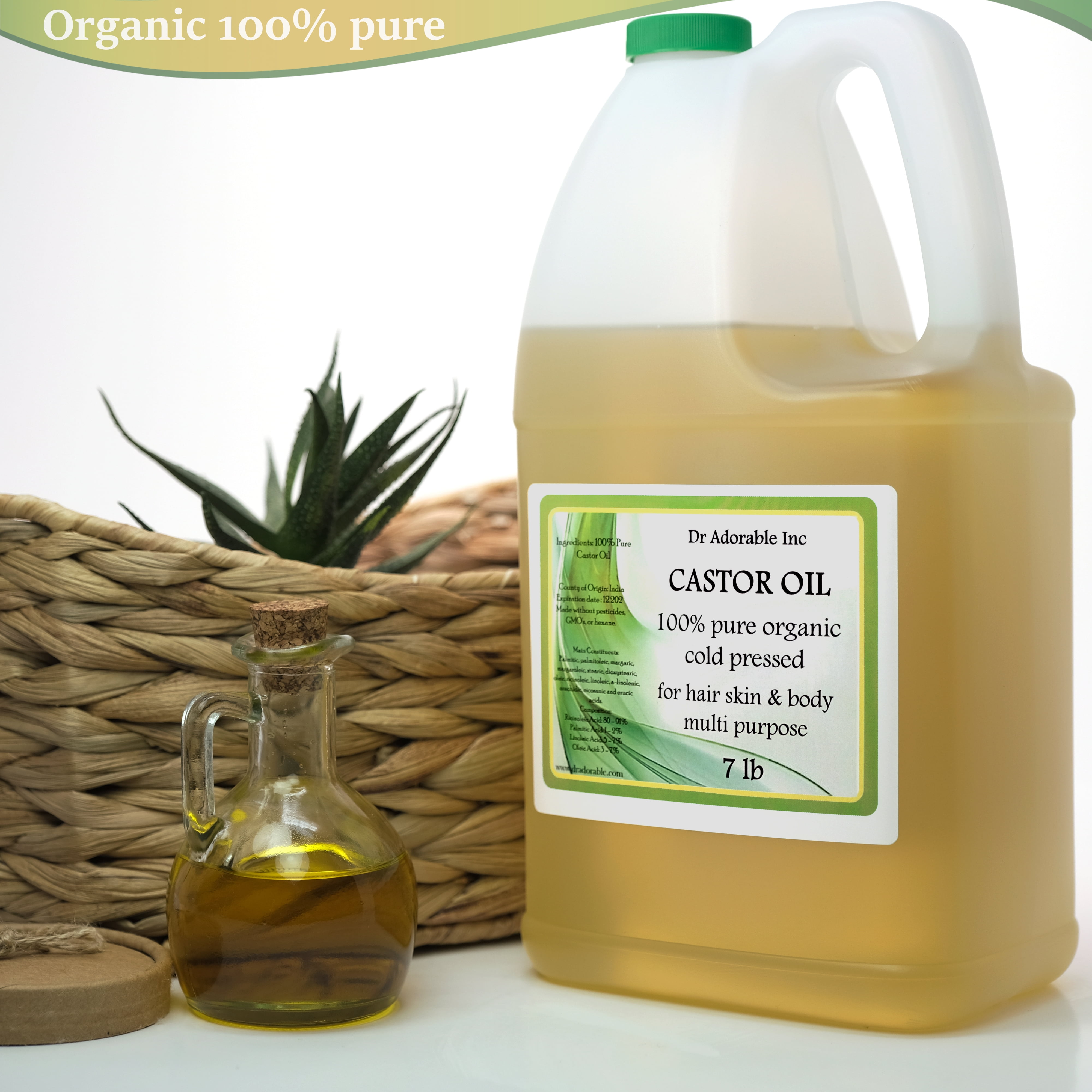 Dr Adorable - 7 lb - Castor Oil - 100% Pure
Organic Cold Pressed Natural Hair Skin