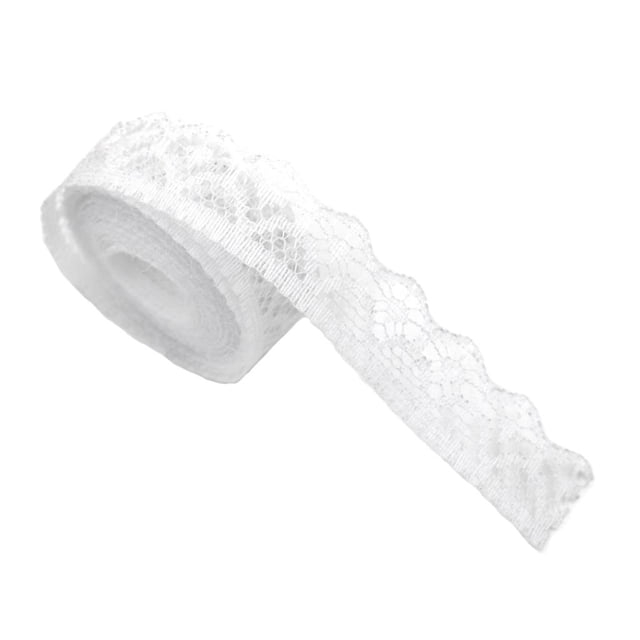 2 Metros Tela Floral Con Cinta de Encaje Blanco Por Rollo Para Invitación de Boda, Tarjetas, Decoración, Costura, Fabricación de Lazo Para El Pelo, Envoltura de 15 cm de medio borde de encaje Baoblaze Ajuste de encaje