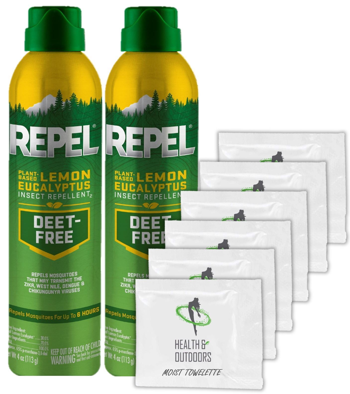 Repel Lemon AEROSOL Eucalyptus Insect Repellent, 4 oz (2 Count) W/ 6