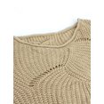 thumbnail image 4 of Fashionable Women Solid Cutout Knit Sweater - Irregular Hem Long Sleeve Pullover, 4 of 12