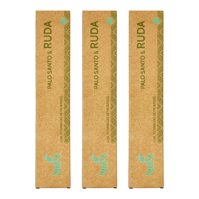 Incienso Aromático Artesanal Palo Santo y Ruda Fortuna 100% Vegano para Hogar, Oficina y Meditación 3 PACK