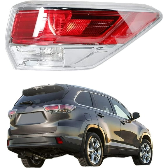 PET-U Right Side Outer Tail Light Assembly Replacement for Toyota Highlander 2014 2015 2016 Passenger Side Rear Tail Light Lamp 81550-0E100 TO2805120