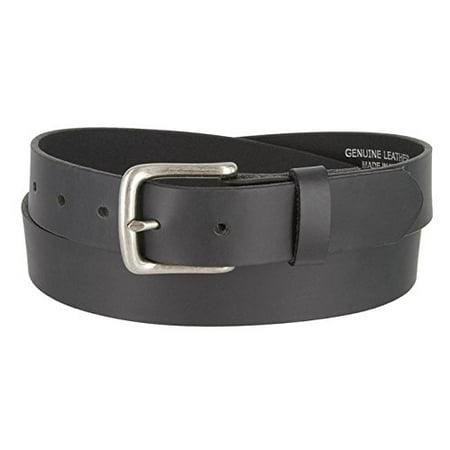 Black Solid Leather Strap Belt 1.5