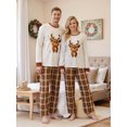 thumbnail image 4 of Christmas Family Pajamas Matching Set Long Sleeve Elk Print Tops and Plaid Pants Sleepwear, 4 of 9