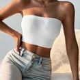 thumbnail image 5 of Umfun Ribbed Textured Strapless Tube Top Bandeau Crop Tops for Women Casual Daily Wear - Slim Fit Basic Summer Top., 5 of 6