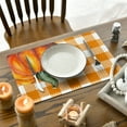 thumbnail image 3 of Smile Hello Fall Pumpkin Maple Leaves Placemats for Dining Table, 12 x 18 Inch Orange Buffalo Plaid Harvest Table Mats Set of 4 for Party Dining Decoration, 3 of 6