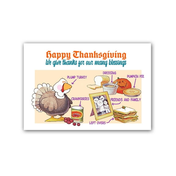Happy Thanksgiving Postcards - 4 x 6 Thanksgiving Postcards - 40 Postcards Total