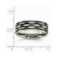 thumbnail image 6 of Stainless Steel Black IP-plated 8mm Men's Grooved Wedding Band Ring Size 8, 6 of 7