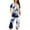 Blue, variant on Wancir Women's 100% Cotton Pajama Set|Long-Sleeved with Pants PJs |Button Down Front Top&Drawstring Waist Bottom Nightwear