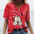 thumbnail image 3 of Nuevas camisetas vintage con estampado de Mickey Mouse de Disney para mujer, camisetas con cuello en V, ropa de calle informal, camisetas de manga corta de verano, 3 of 5