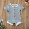 thumbnail image 2 of SUNSIOM Bébé Garçon Fille Tenue d'Été à Manches Courtes Tricoté Bouton Up Romper, 2 of 5