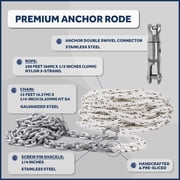 Five Oceans Vertical Windlass Kit, Boat Anchor Windlass Pacific 600 Watts, 12V DC, with 3-Strand Rope 1/2 Inch x 200 Ft, Galvanized Steel HT G4 Chain 1/4 Inch x 15 Ft - FO3931-C3
