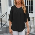 thumbnail image 2 of kamemi Oversized Tshirts for Women V Neck T Shirts for Women Floral Summer Tops Short Sleeve Shirts Casual Tunic Tops(Black,M), 2 of 5