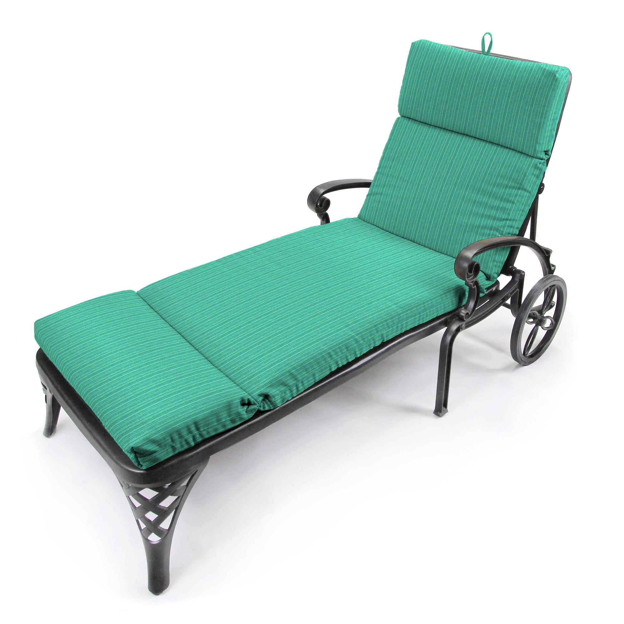 Jordan Manufacturing 72" x 21" Federal Bayou Teal Solid Rectangular Outdoor Chaise Lounge Cushion with Ties and Hanger Loop