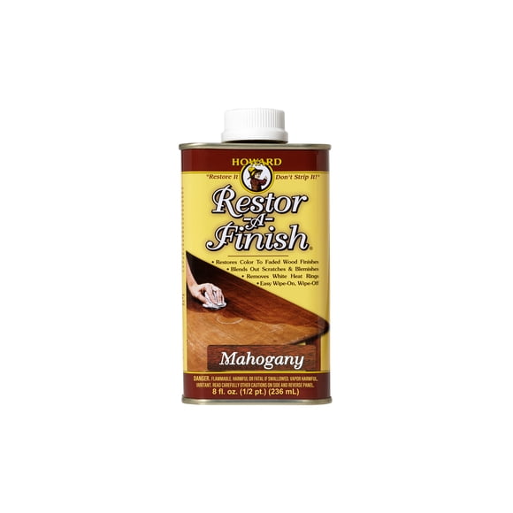 HOWARD - Restor A Finish - Restaurador de Acabados de Madera y también Elimina Rayones o Imperfecciones en su Madera - Color Caoba 8 oz (236 ml)