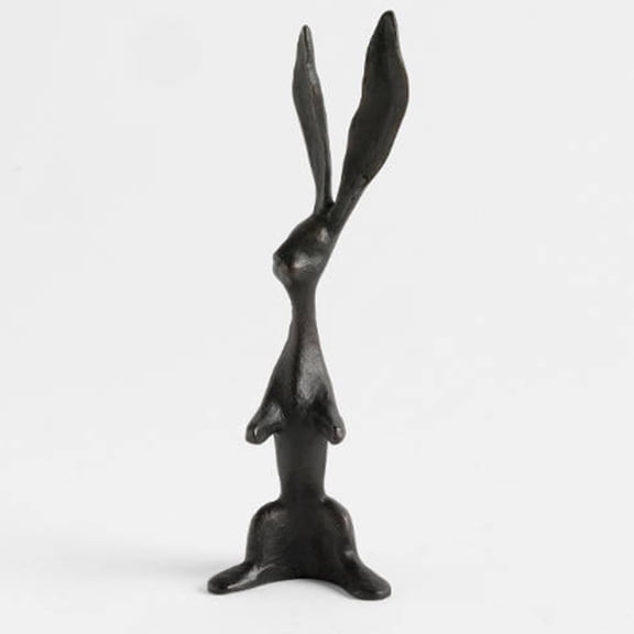 10-Inch Sculpted Bunny Collection Small Standing Bunny Decor - Matte Black Textured Resin Easter Holiday Decor, Home Tabletop Shelf Accent Decoration
