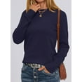 thumbnail image 3 of Luniro Women Long Sleeve Crewneck Sweater Soft Basic Knit Loose Fit Pullover Top Lightweight Sweaters, 3 of 7