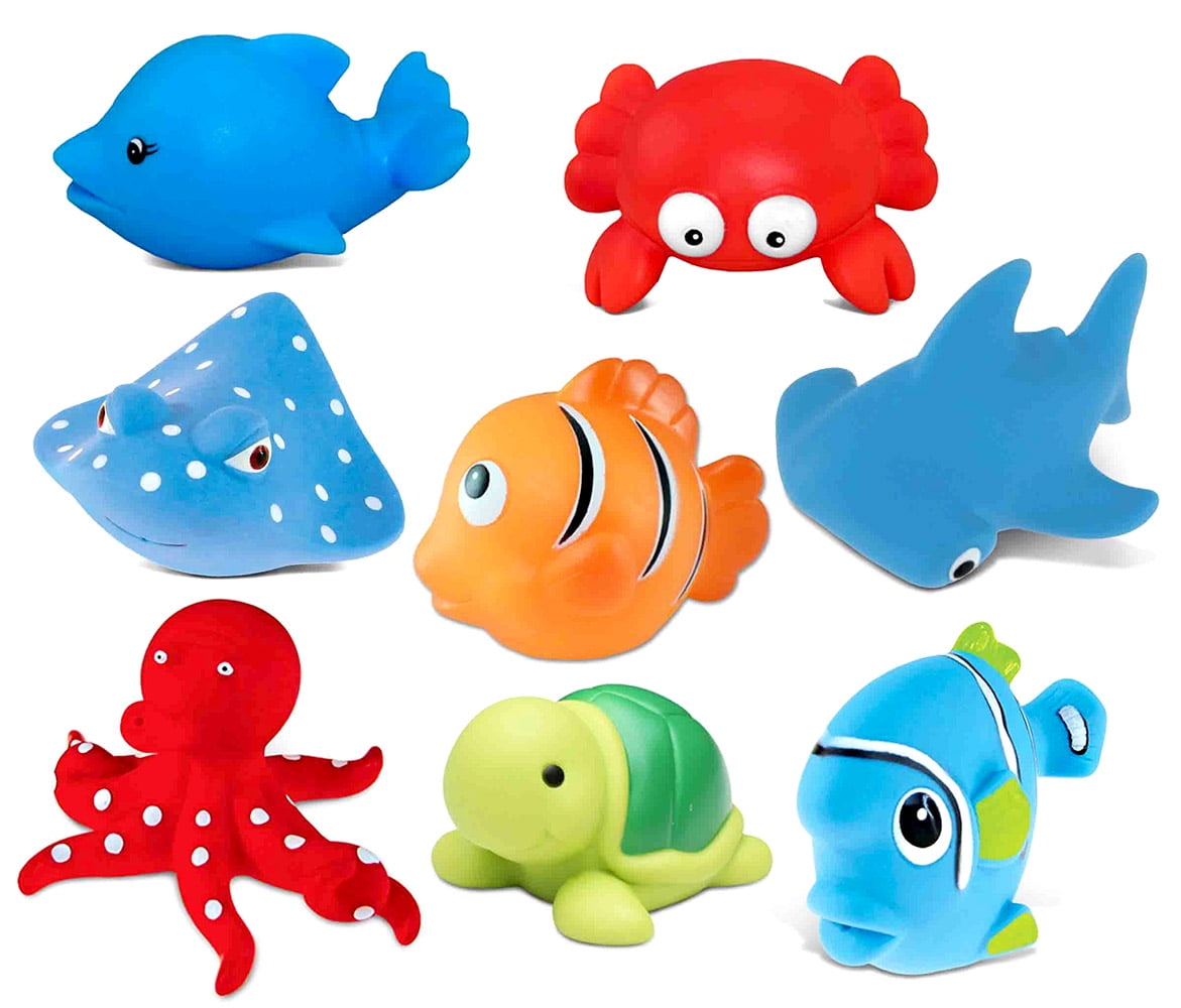 Bath Toys Ocean/Water Animals 8 Plastic Toys in Total NIP
