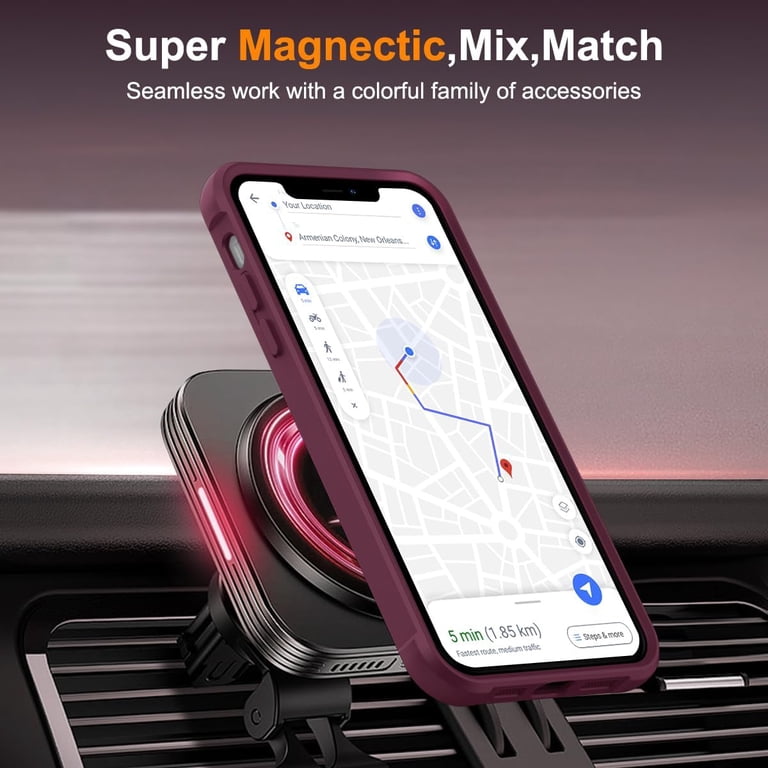 360 Magnetic Swivel Ring for iPhone 11 pro max case, Built-in Metal Stand  and Ring Holder, Magsafe Compatible, Military Grade Protection, Shock and  Vibration Resistant - Wine Red - Walmart.com