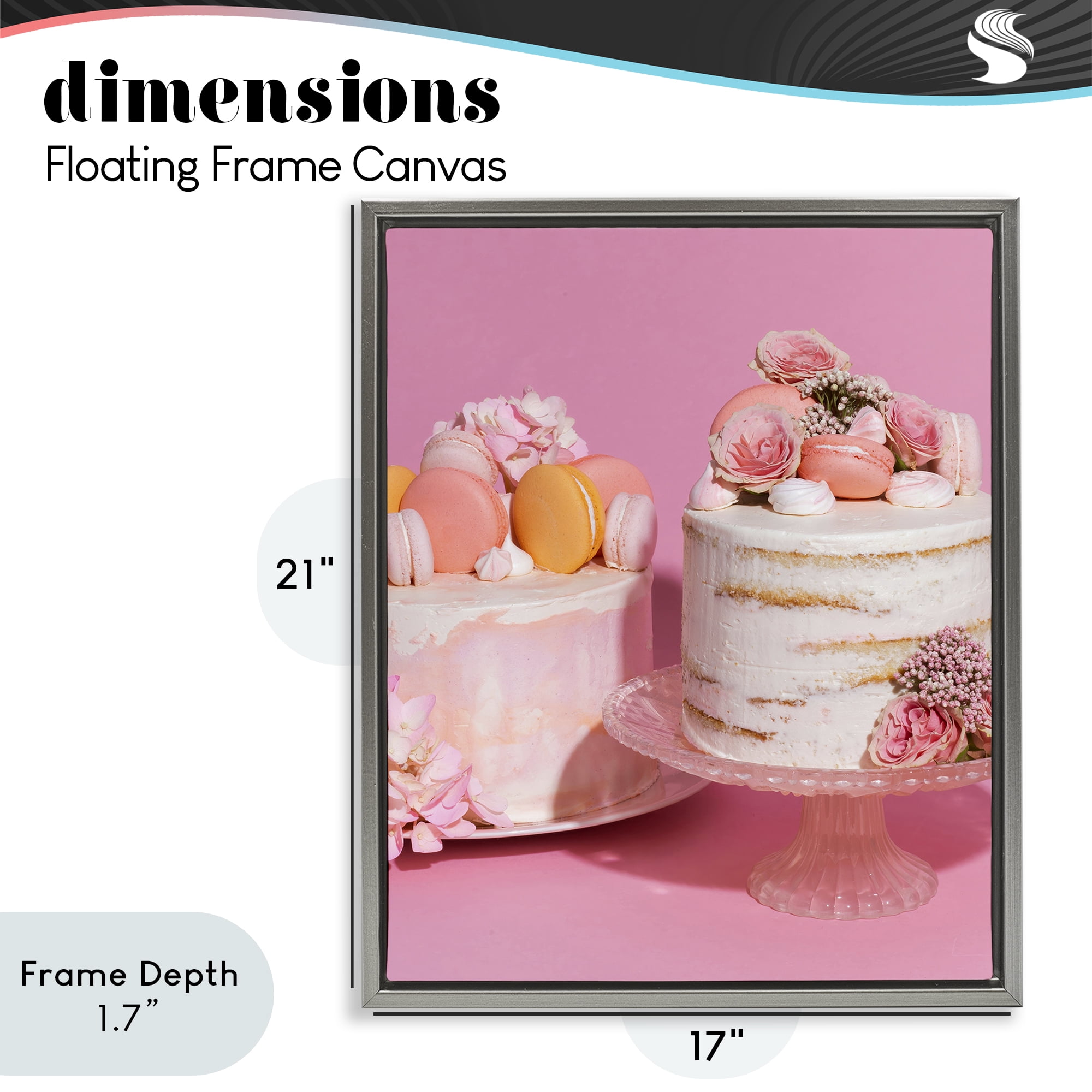 Stupell Industries Pink Pastel Macaroon Cakes Gray Framed Floater Canvas Wall Art, design by LISH Creative